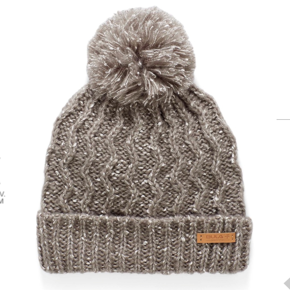 Bula Alps gray rustic pompom cuffed chunky beanie hat NWT